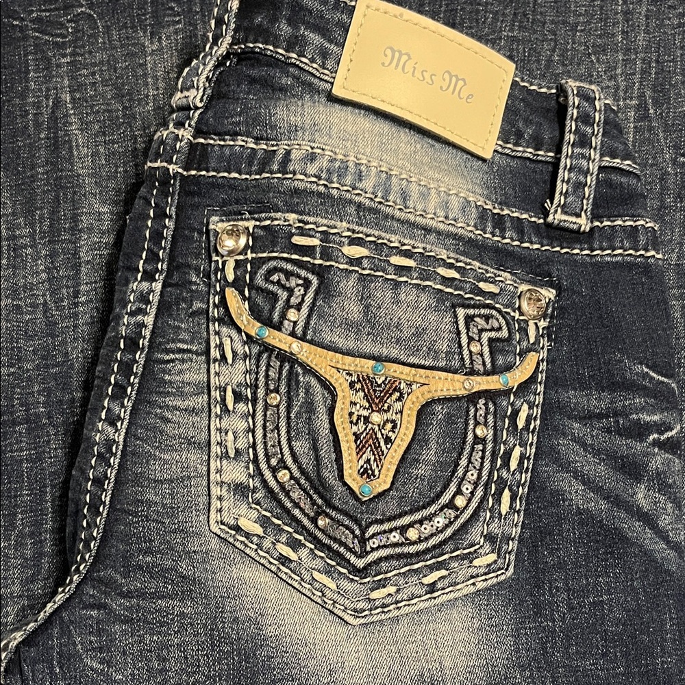 Miss Me Bootcut Jeans with Embroidered Pocket 24x30